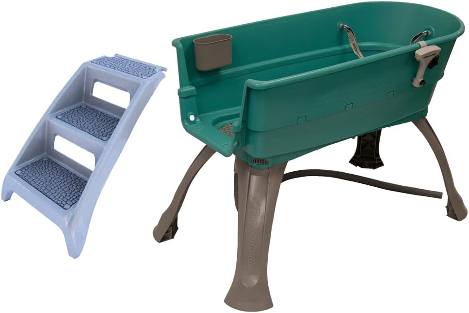 Booster Bath Elevated Pet Bathing Large Teal Steps Combo