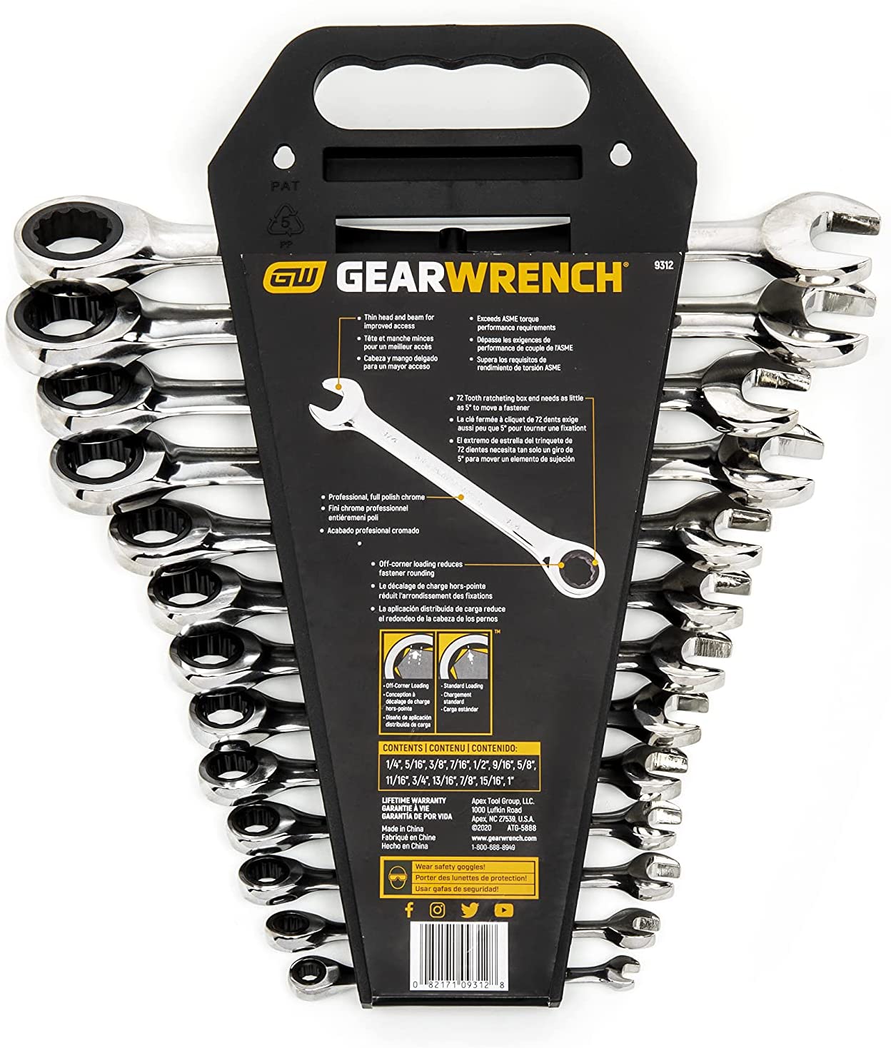 GEARWRENCH 12 Point Ratcheting Combination Wrench Set