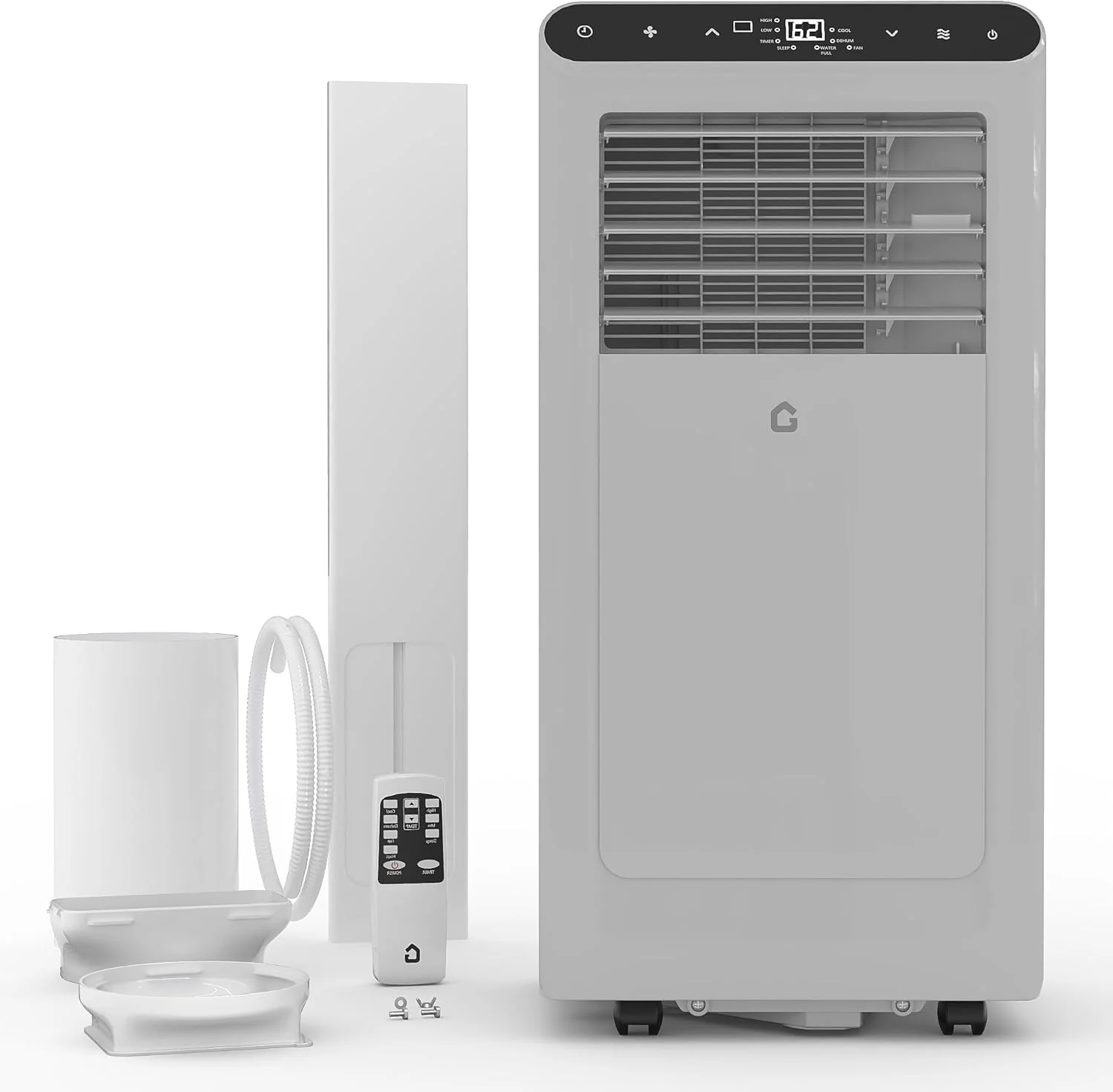 Garvee 8000 BTUs Portable Air Conditioner,Up to 350 Sq.Ft. Remote Control 48dB Portable AC Unit, Dehumidifier, Fan, Sleep, 24H Timer&Installation Kit, DOE Certified, Ceer 6.2, White+Black Panel