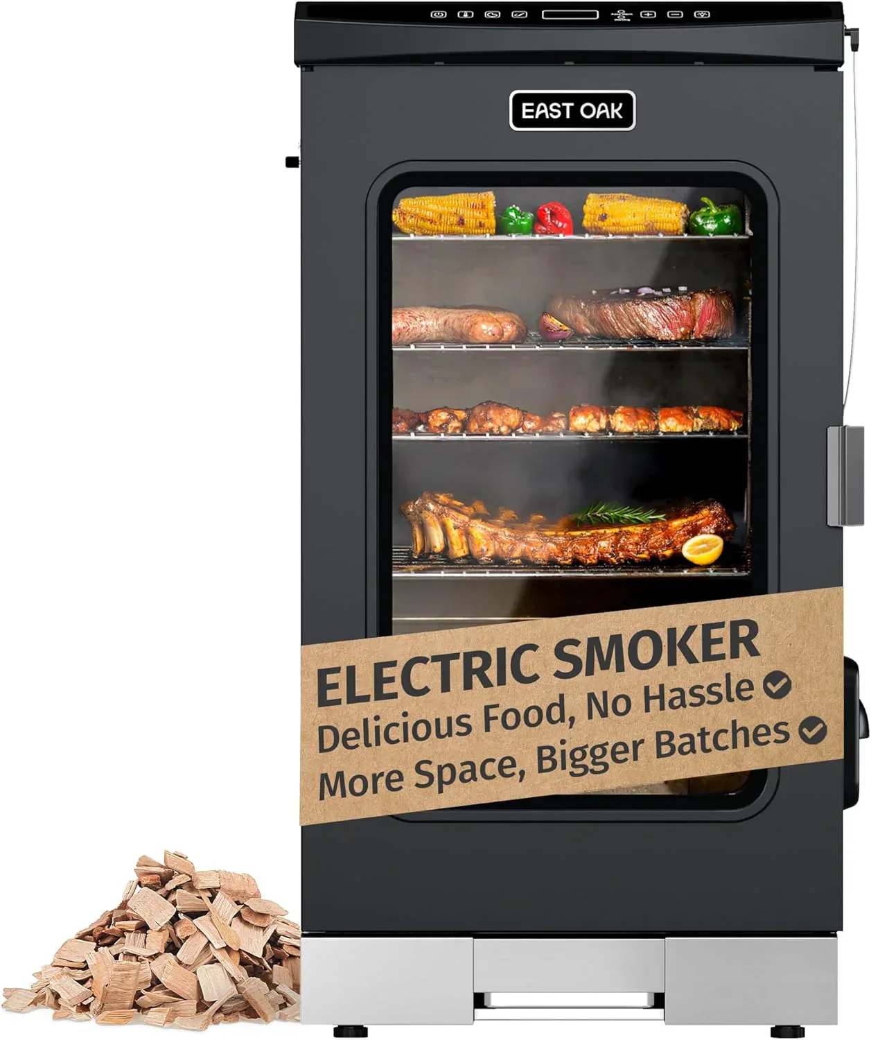 EAST OAK 30" Outdoor Electric Smoker Built-in meat probe smokes up to 6 times longer