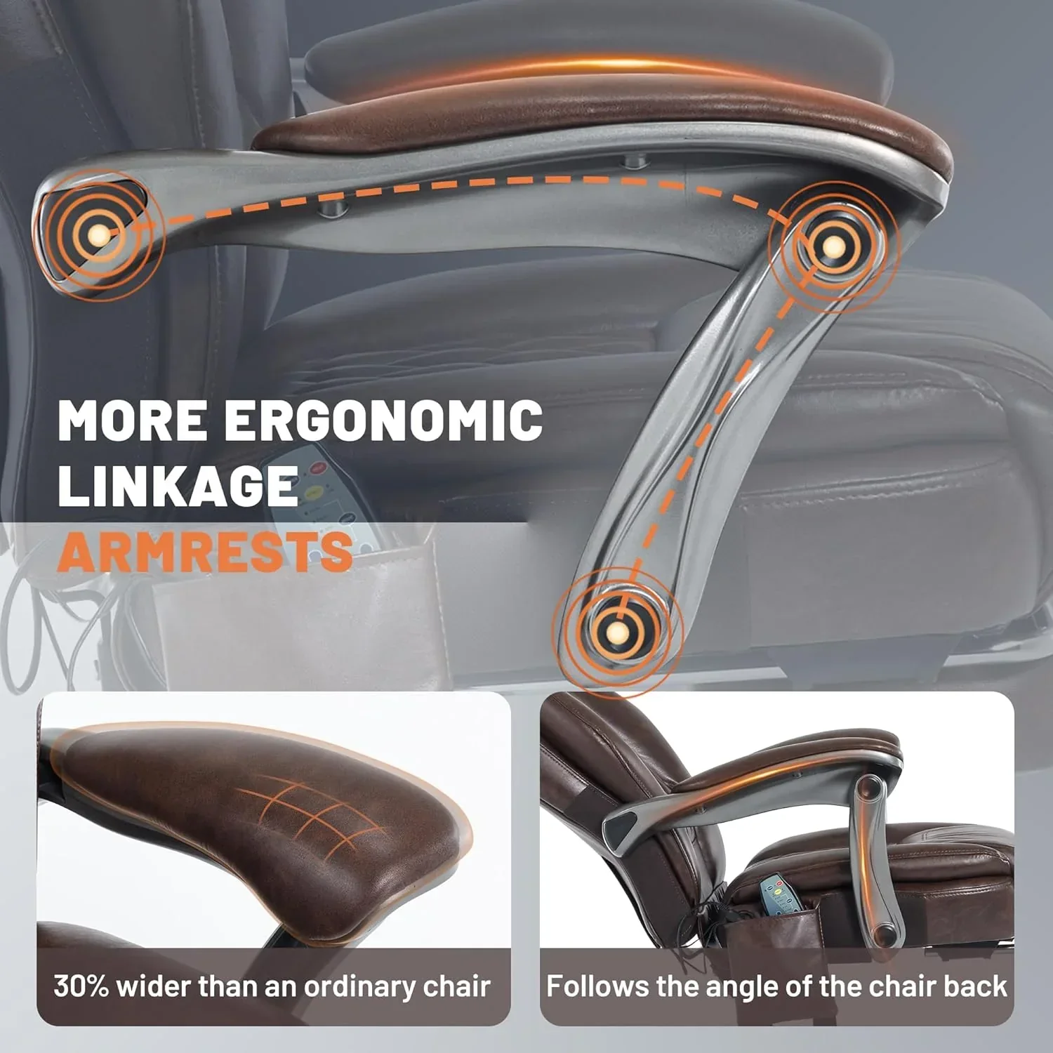 Massage Office Chair with Heating and Footrest Ergonomic Executive Reclining Office Chair