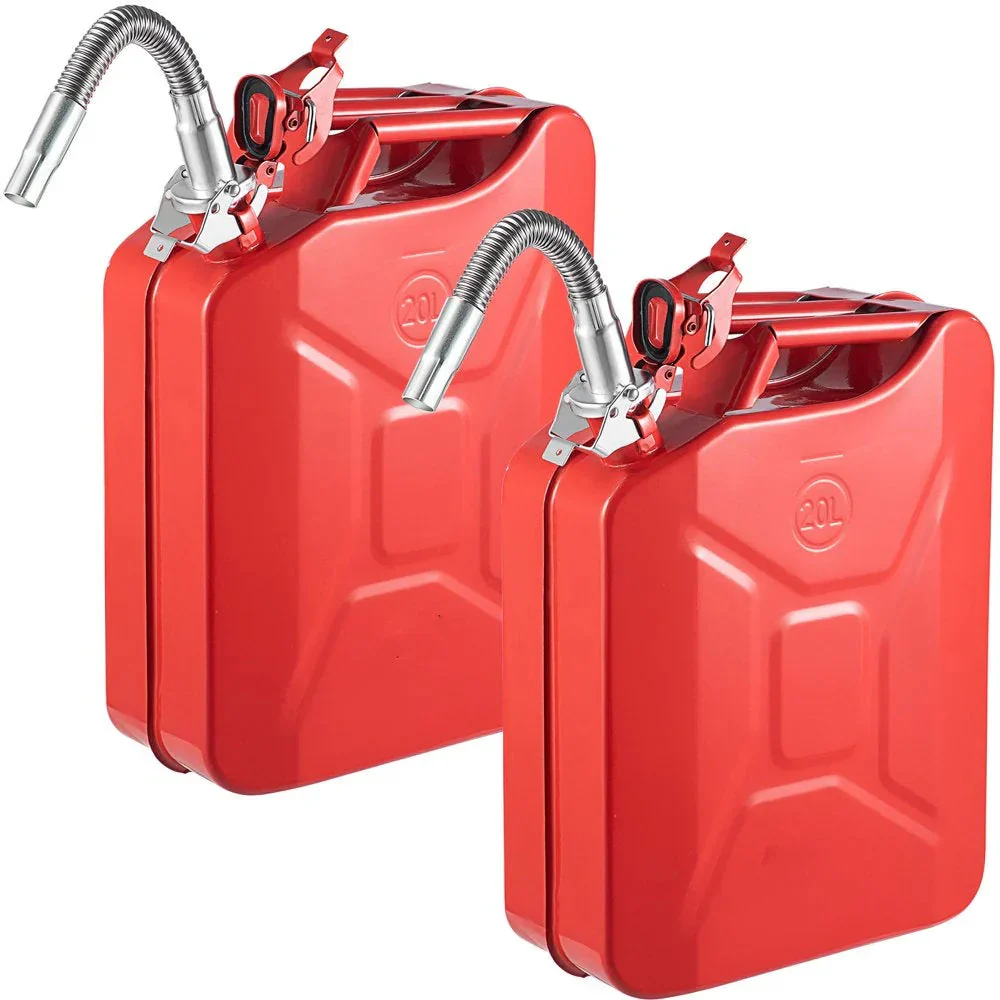 VEVOR Steel Jerry Fuel Can 5.3 Gallon/20 L, 2 Count, Red - 2X20LRED