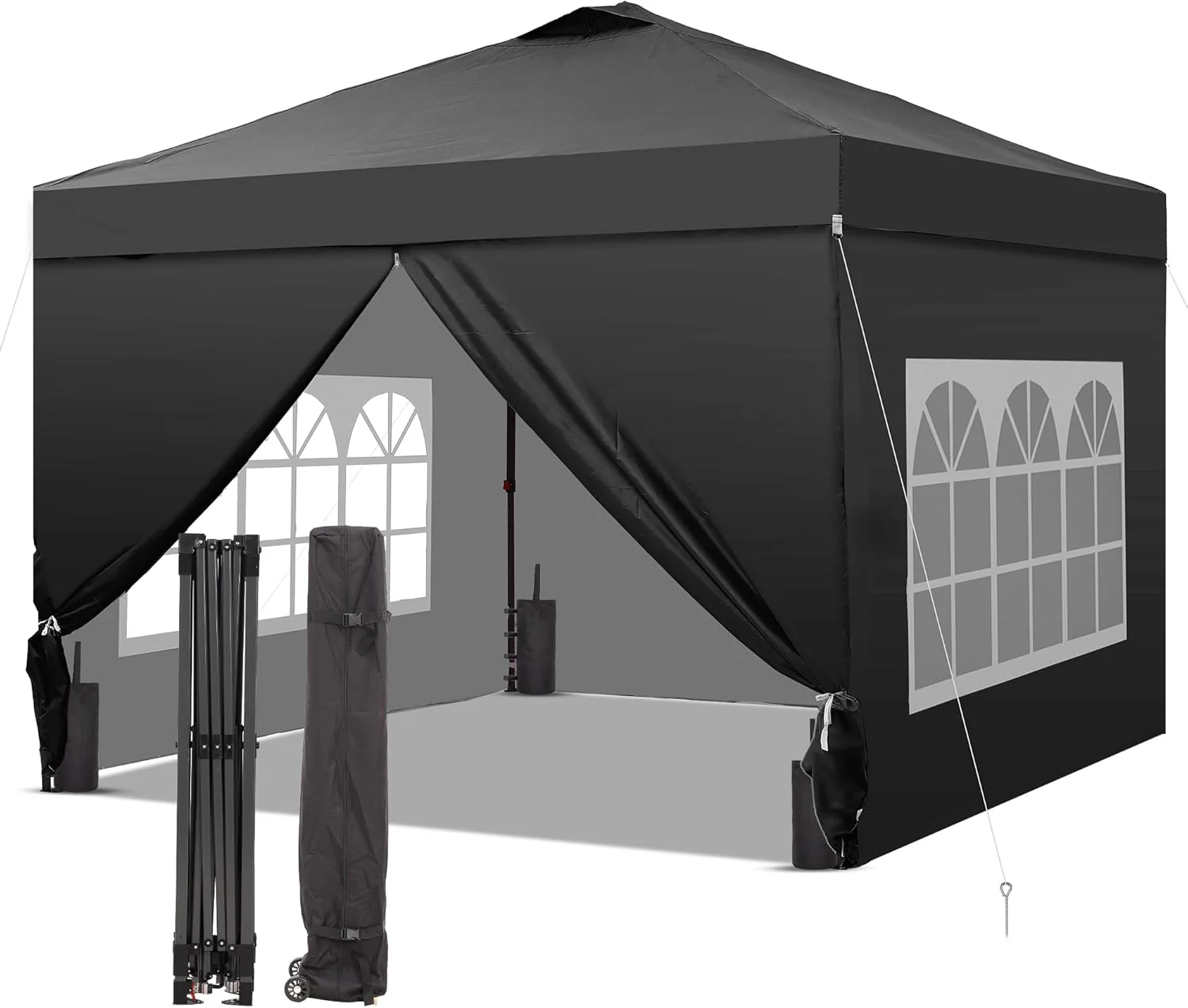 GDY 12x12 Pop Up Canopy Tent with 4 Sidewalls, Easy Set up with One Push Lift Gazebo