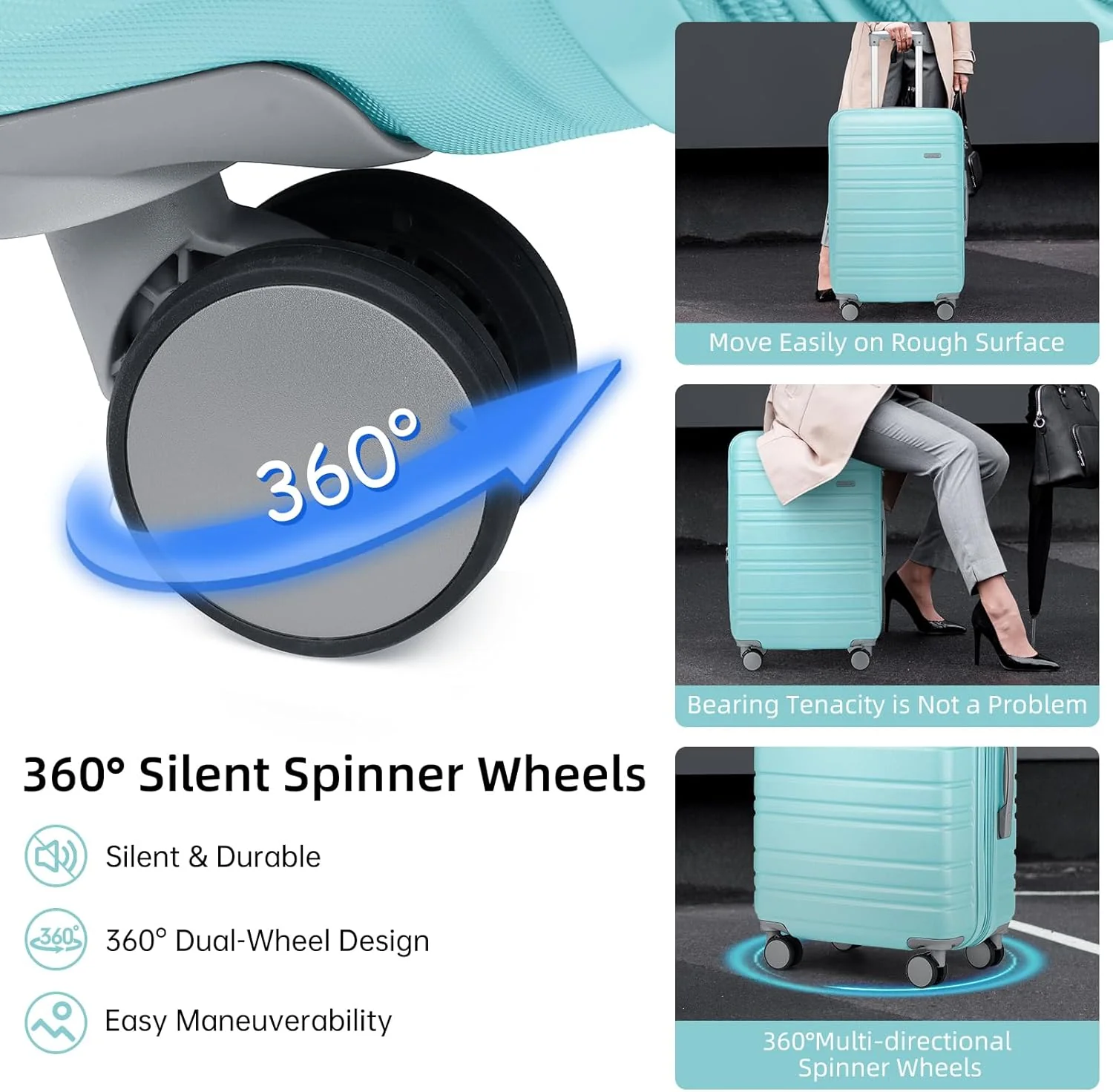 6-piece luggage set, expandable hardshell suitcase set with spinner wheels, lightweight rolling luggage set