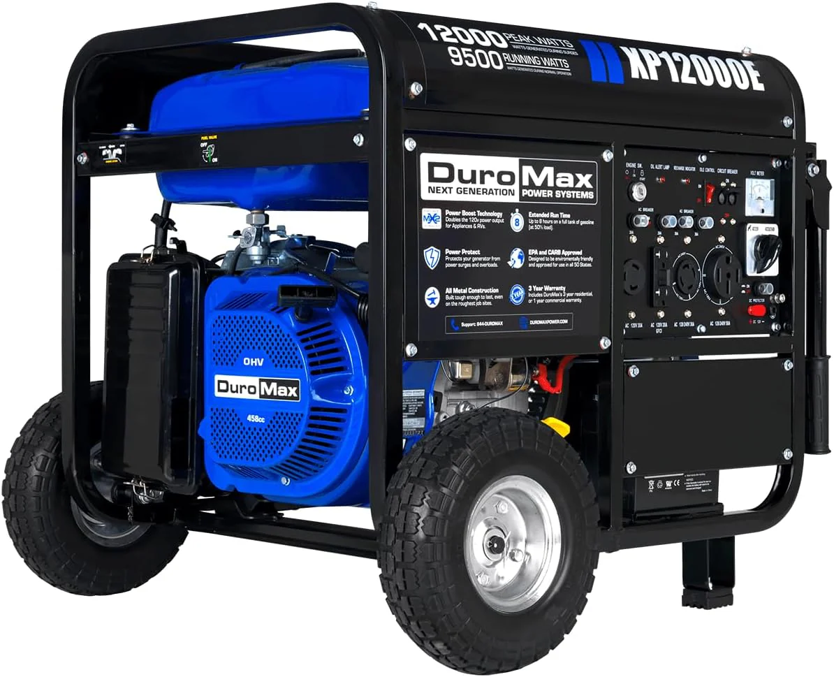 DuroMax XP13000EH 13,000-Watt Dual Fuel Portable Generator Gas & Propane Electric Start