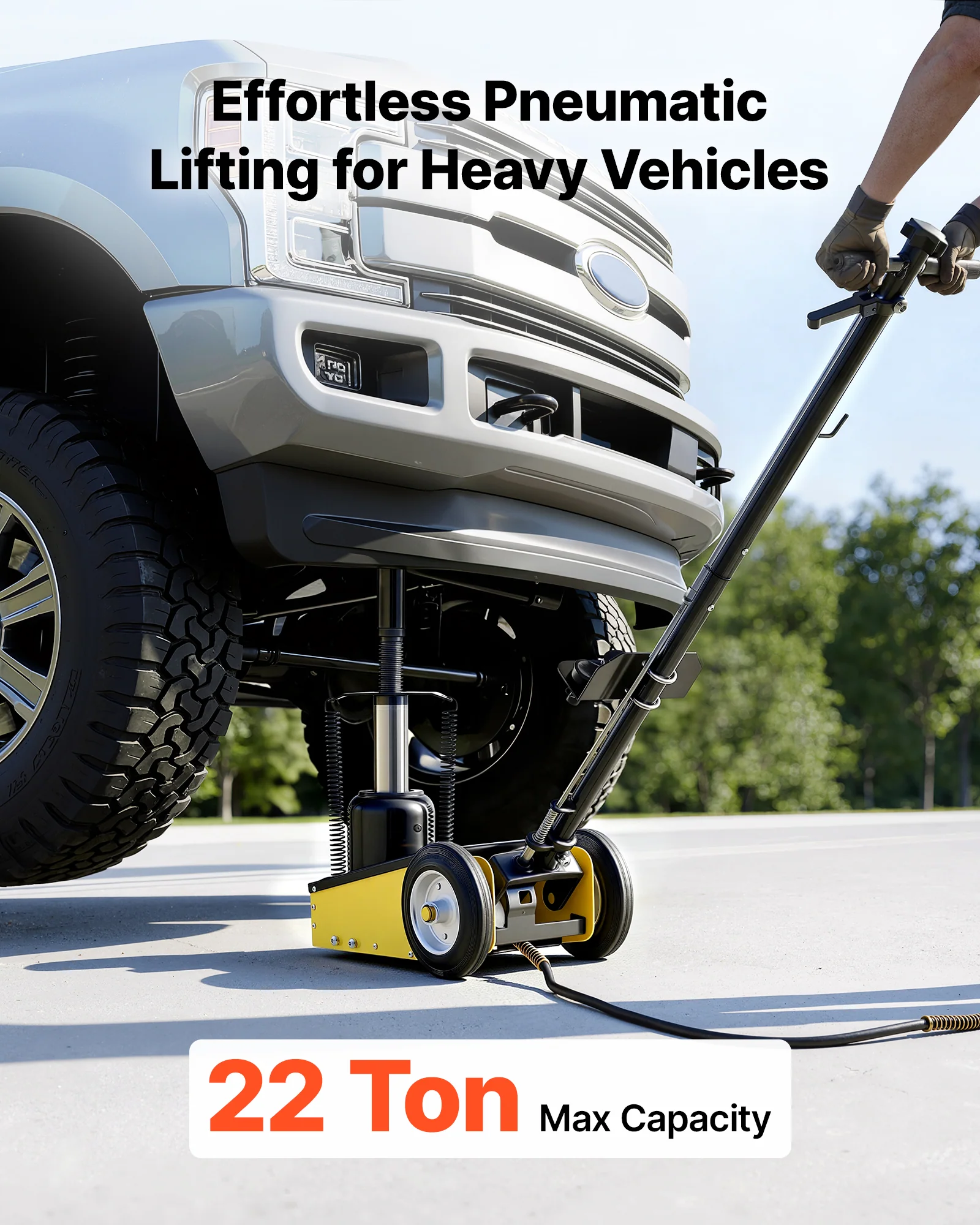 VEVOR Floor Jack, 22 Ton (48501 lbs) Capacity, Steel Racing Floor Jack with Single Piston Quick Lift Pump & Extension Posts, Air Hydraulic Trolley Car Lift