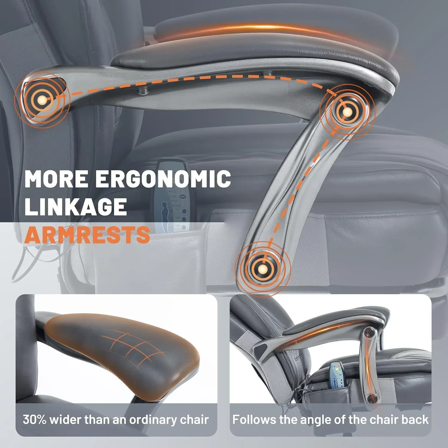 Massage Office Chair with Heating and Footrest Ergonomic Executive Reclining Office Chair