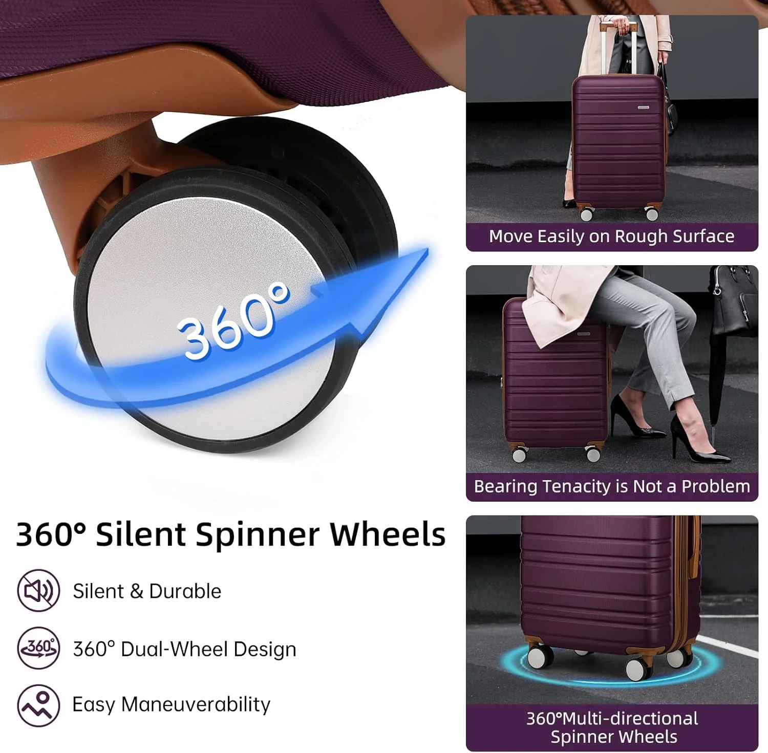 6-piece luggage set, expandable hardshell suitcase set with spinner wheels, lightweight rolling luggage set