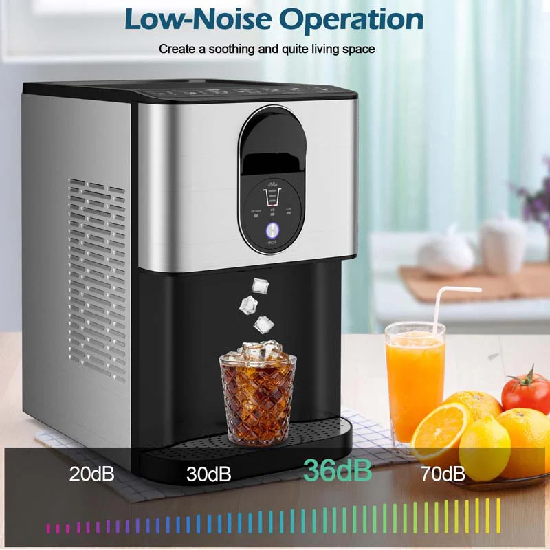 56 LBS/24H Nugget Ice Maker Countertop, Self-Dispensing Pepple Chewable Ice Making Machine with Self-Cleaning System