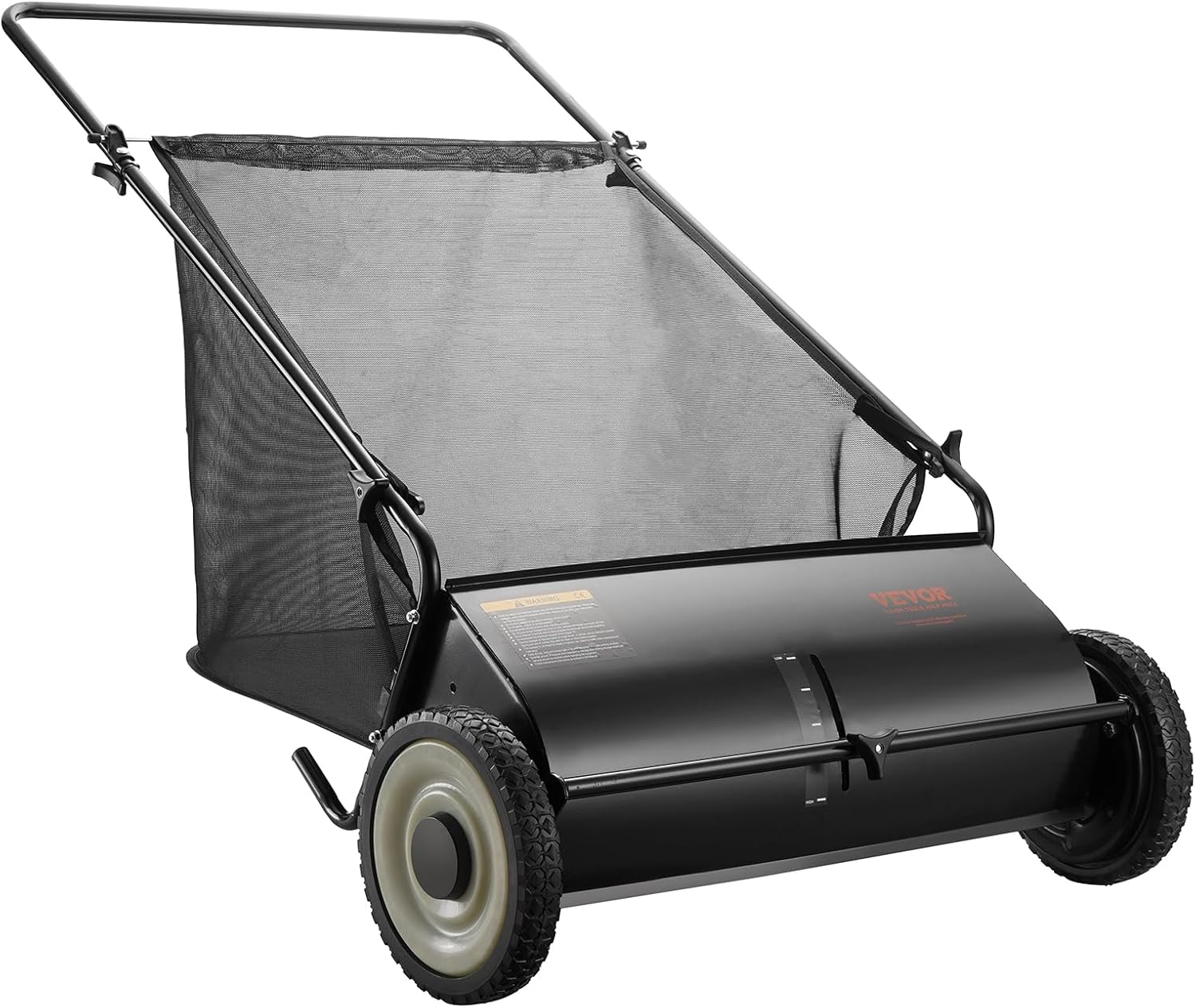 VEVOR Push Lawn Sweeper, 26 Inch Leaf & Grass Collector, Strong Rubber Wheels