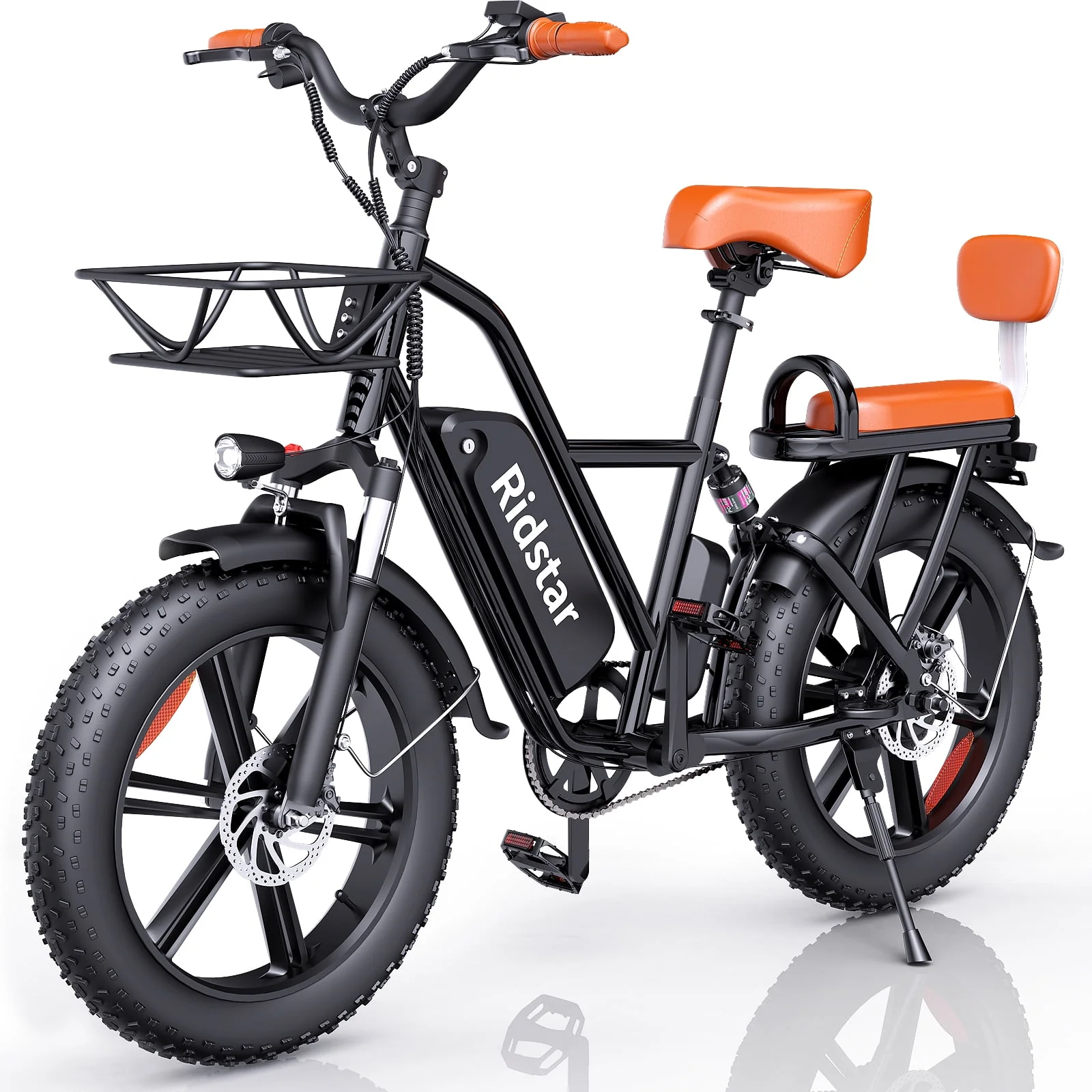 Electric Bike for Adults,750W 30-70Miles 48V 15AH Removable Battery Ebike 20" x 4.0 Fat Tire Beach Commuting E-Bike 2 Seater W/Fork Suspension UL2849