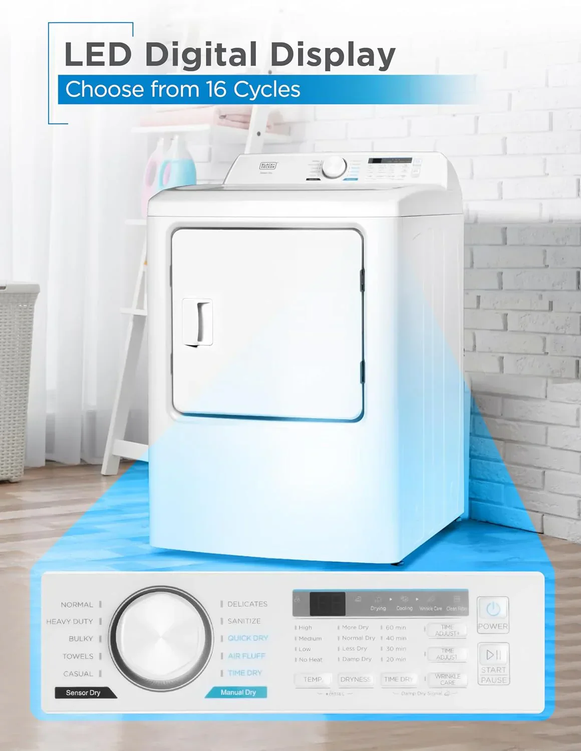 Compact Clothes Dryer 1.5 Cu. Ft. 850W Electric Dryer 120V Vented Dryer Stainless Steel Drum