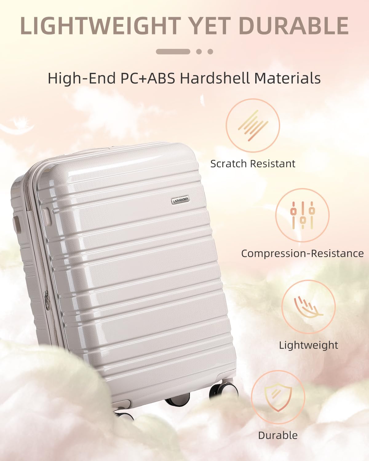 6-piece luggage set, expandable hardshell suitcase set with spinner wheels, lightweight rolling luggage set