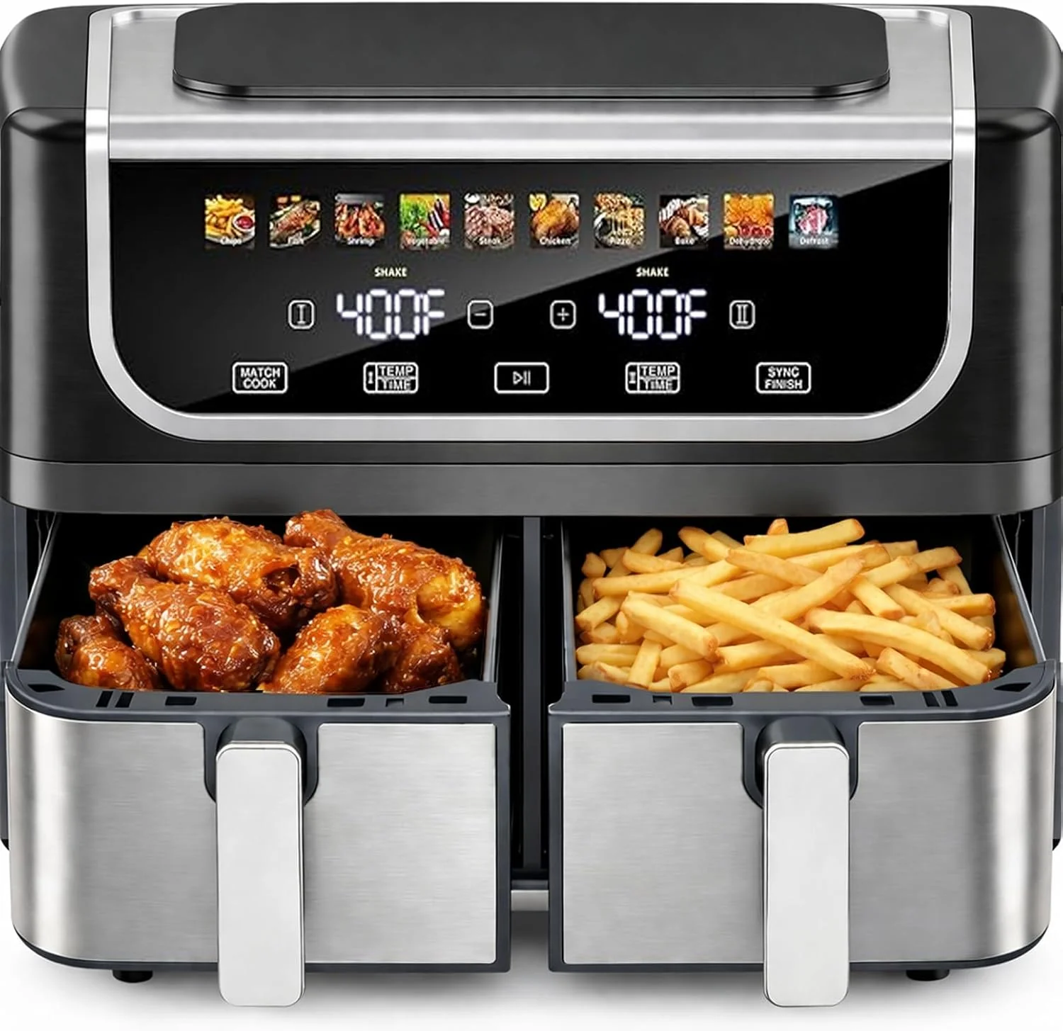 Simple Deluxe 10-in-1 Air Fryer Oven 12.6 Qt, Digital Preset Airfryer with Visible Window