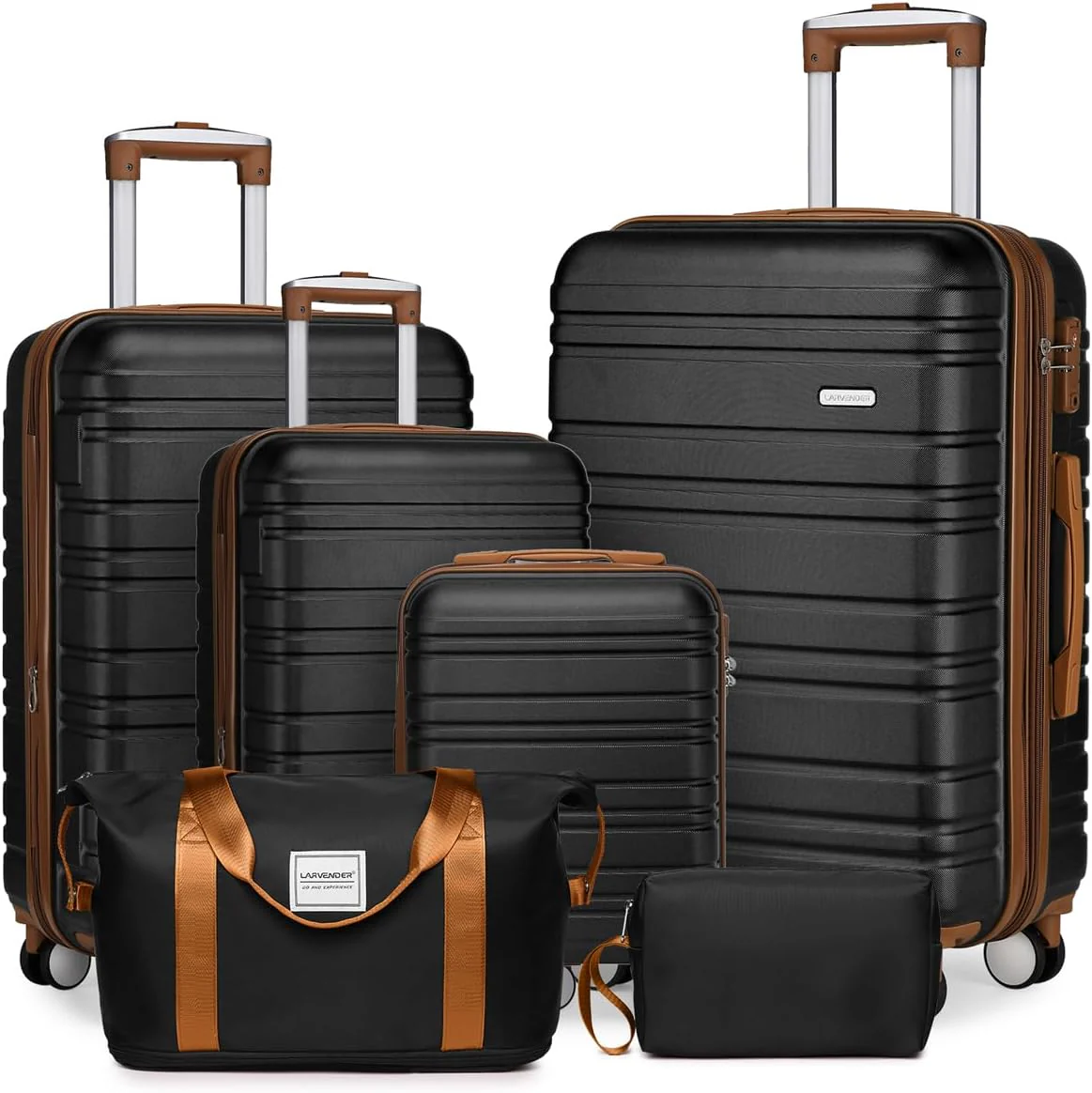 6-piece luggage set, expandable hardshell suitcase set with spinner wheels, lightweight rolling luggage set