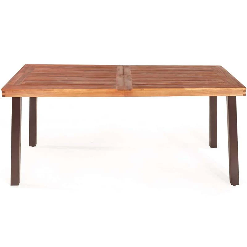 3 Pcs Rustic Acacia Wood Patio Dining Table Set with 2 Benches, Outdoor Picnic Table Bench Set with Umbrella Hole