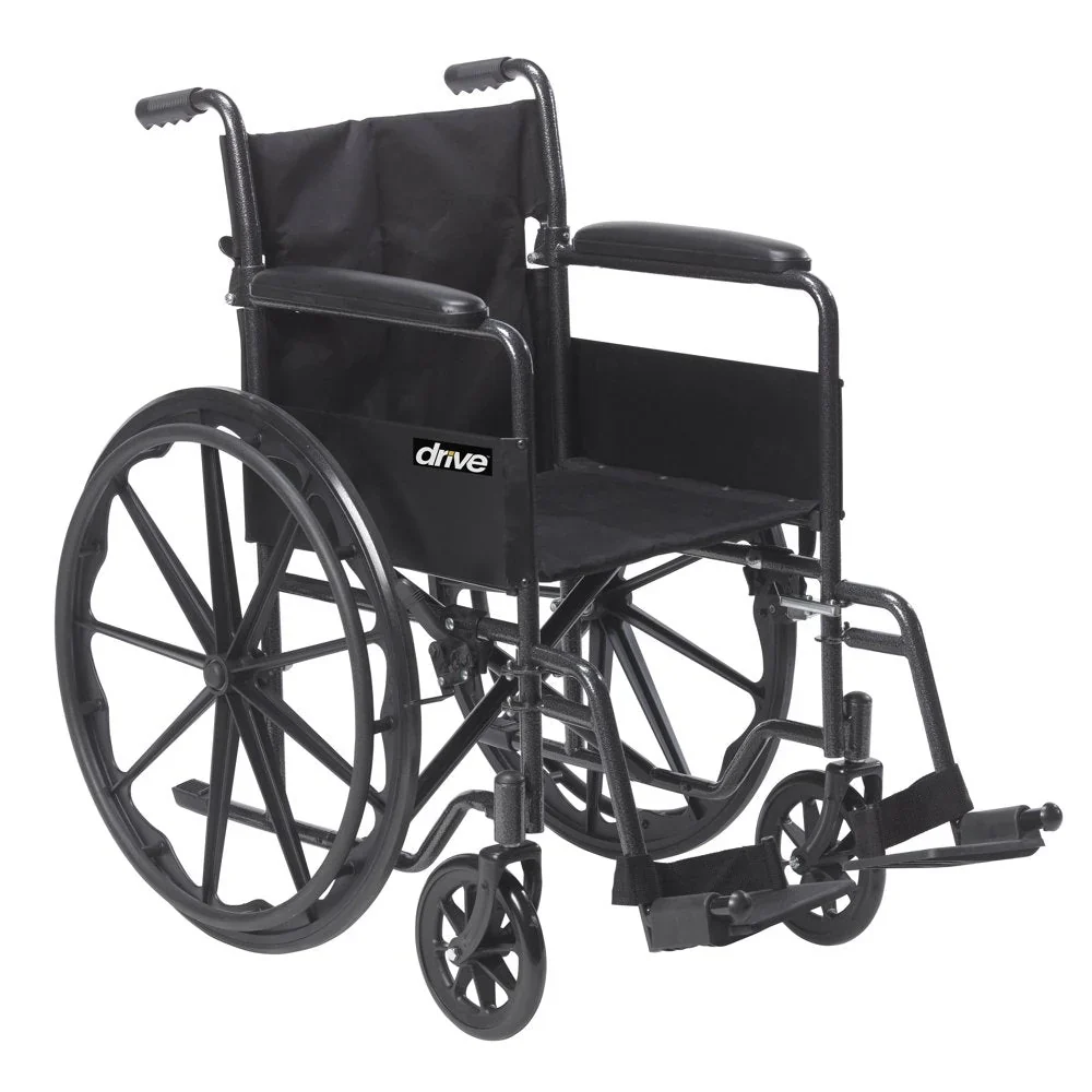 Drive Medical Silver Sport 1 Wheelchair with Full Arms and Swing Away Removable Footrest