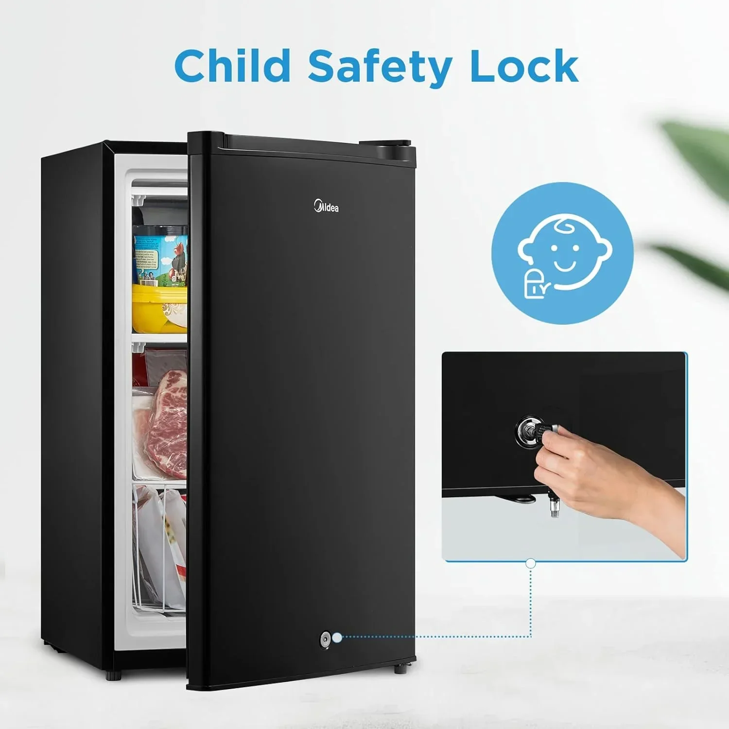 Upright Freezer Large Black 3.0 Cubic Feet