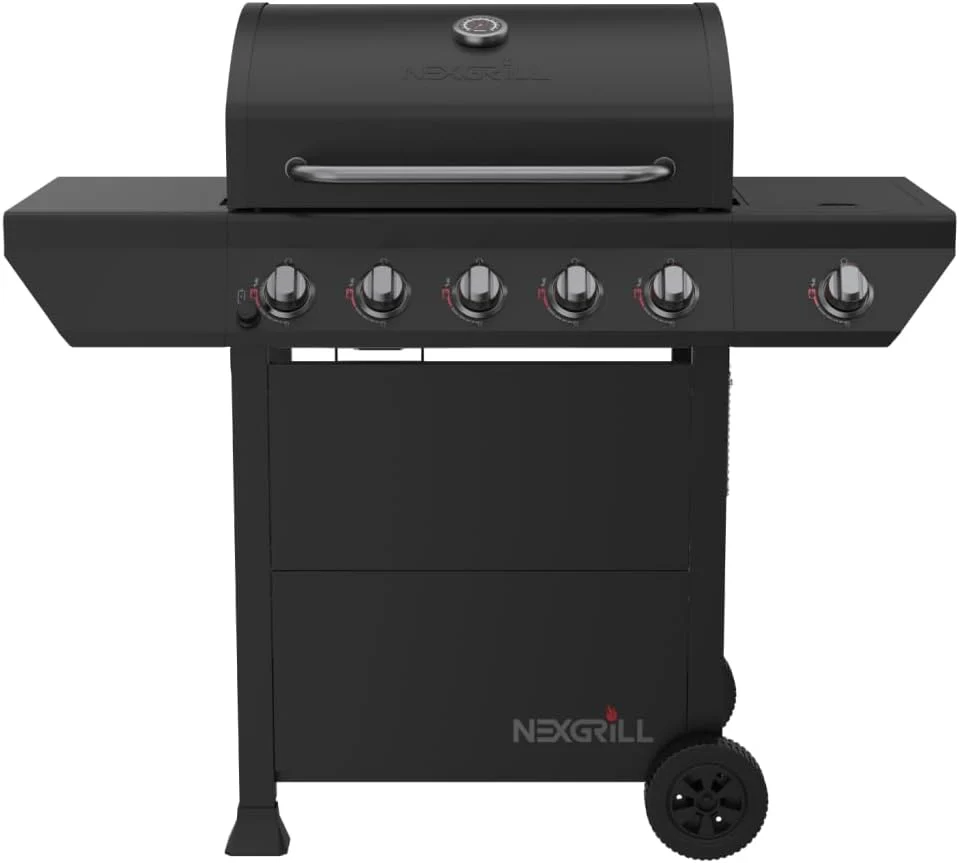 Nexgrill 3-Burner Propane Gas Grill with Side Tables, 27,000BTUs, Stainless Steel Lid