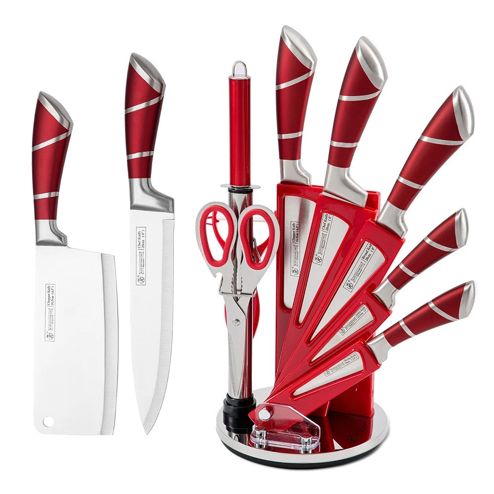 9 Piece Red Knives Set