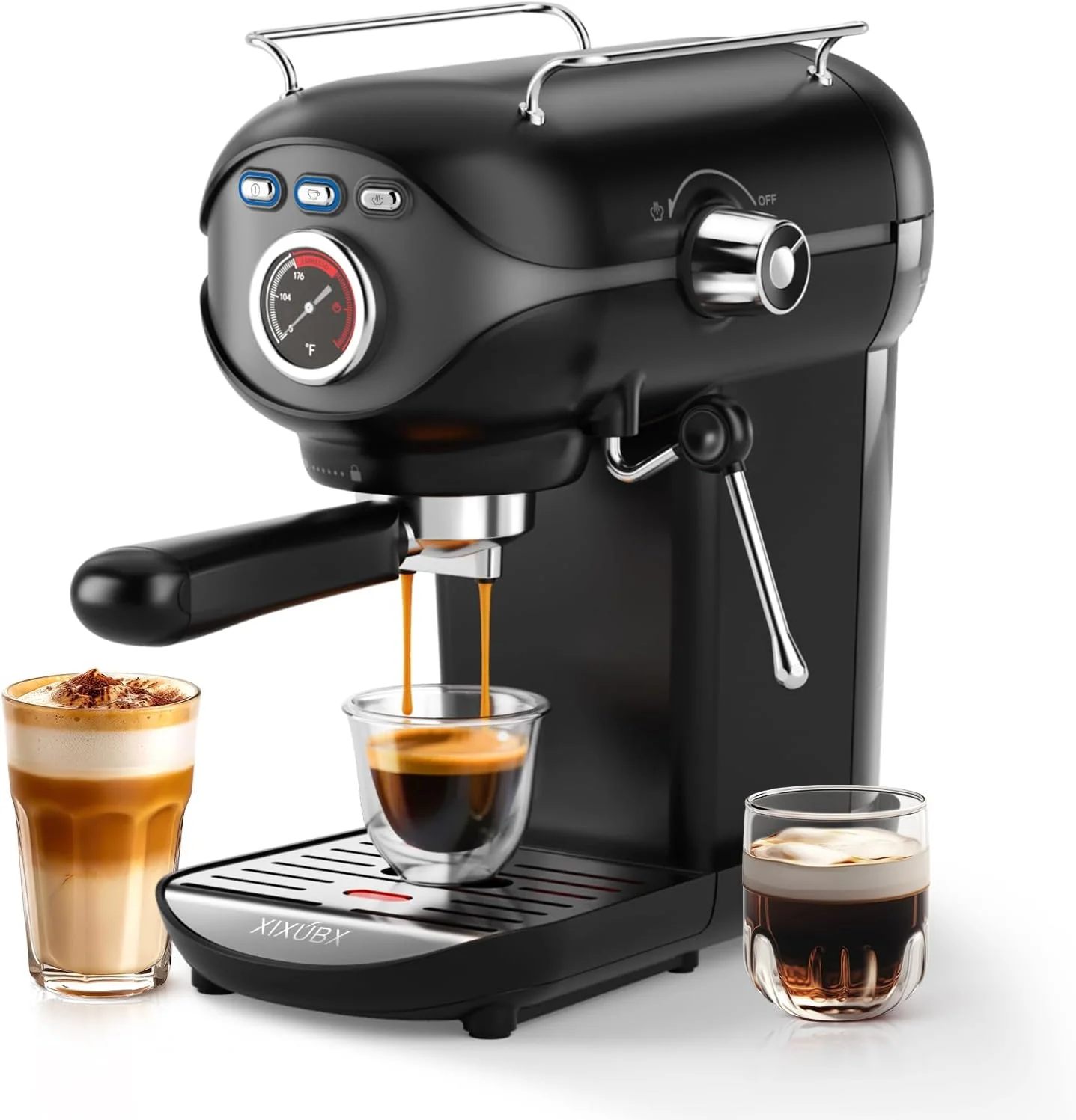 Espresso Machine, 20 Bar Pump Temperature Control, Compact Espresso Maker with Steam Milk Frother
