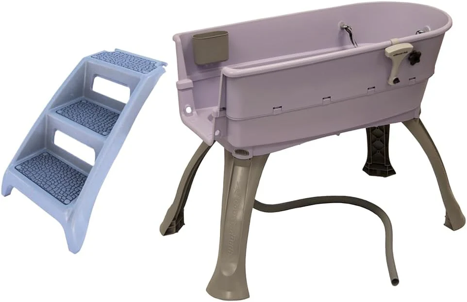 Booster Bath Elevated Pet Bathing Large Teal Steps Combo