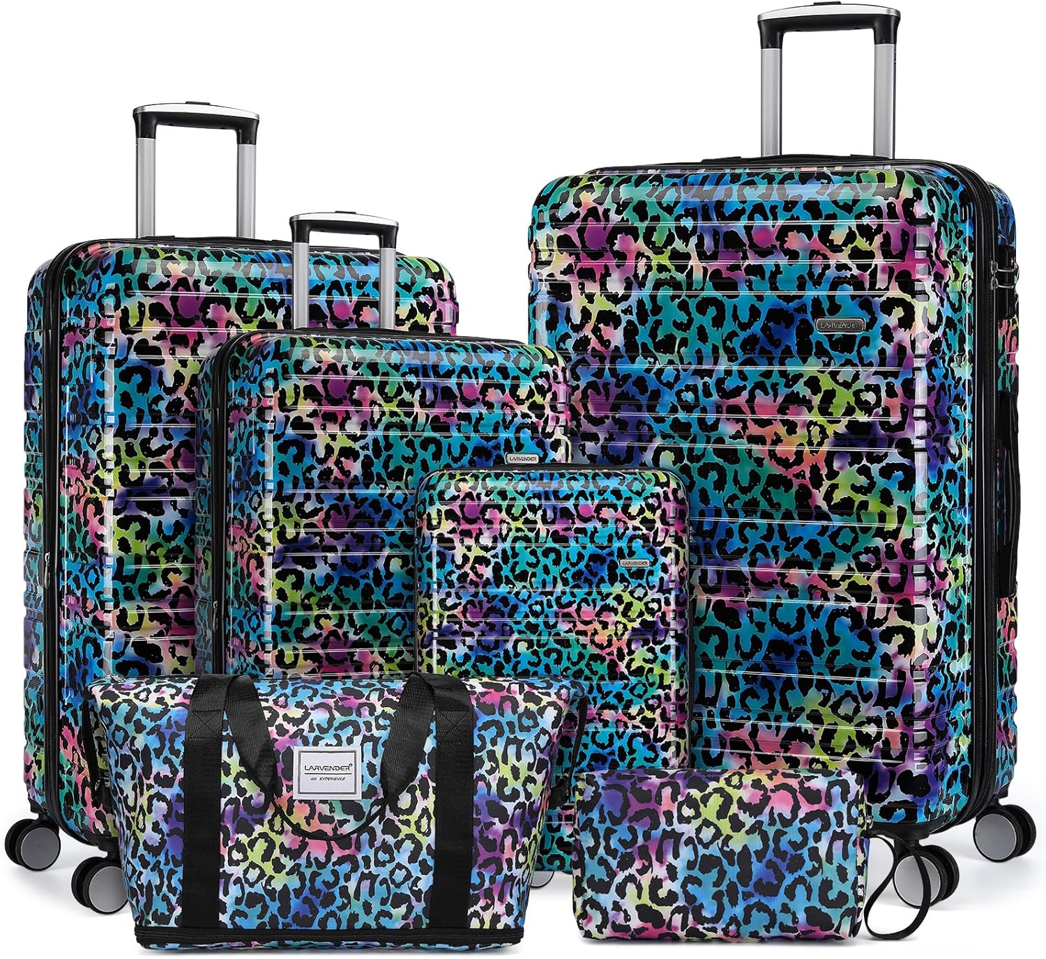 6-piece luggage set, expandable hardshell suitcase set with spinner wheels, lightweight rolling luggage set
