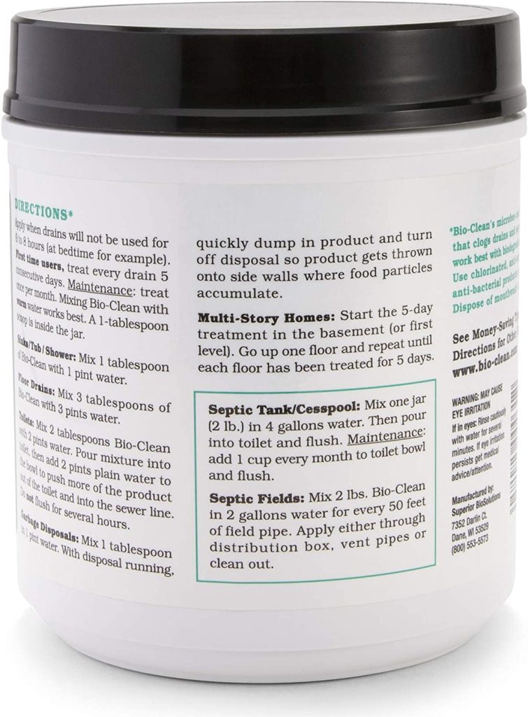 Bio-Clean Natural Drain Cleaner 2lb Canister �?Enzyme-Based for Septic Tanks & Grease Traps, Eco-Friendly, 100 Treatments