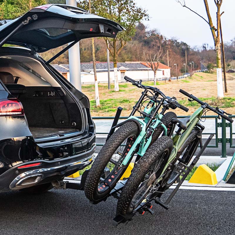 2 Inch Foldable Hitch Mount Bike Rack 2 Bikes Platform Style Carrier with Tilt-able Design for Easy Trunk Access