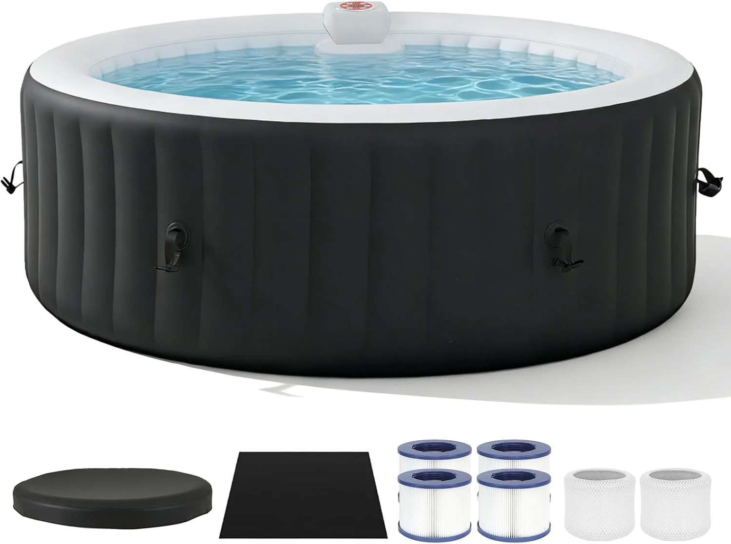 71" Inflatable Hot Tub 4 Person, Round Portable Outdoor Spa with 120 Soothing Air Jets