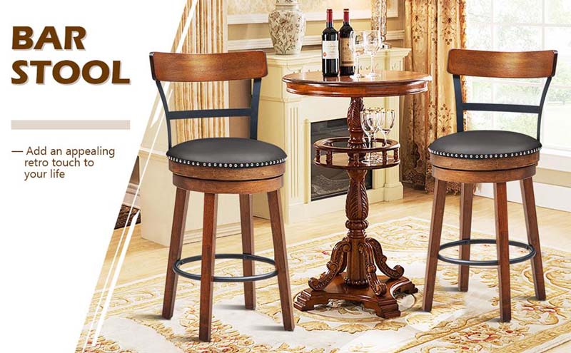 Eletriclife Set of 2 25.5 Inches Swivel Counter Height Dining Chair