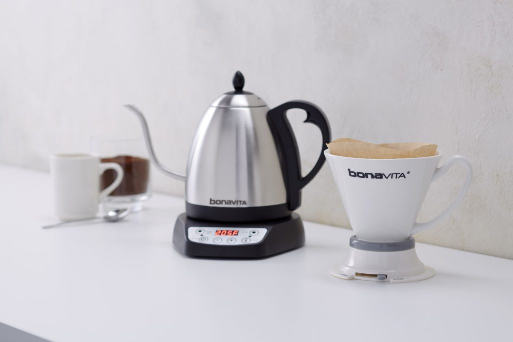 Bonavita 1.0L Variable Temperature Gooseneck Electric Kettle, Silver, 1000W, Precise Pour Control