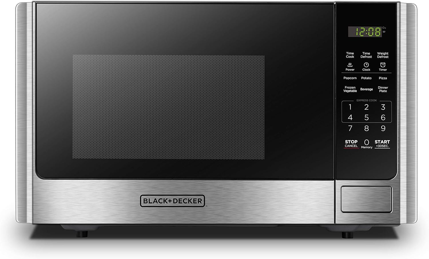 The 5-in-1 microwave oven features air baking, combined cooking, baking, barbecuing and convection cooking functions. It has a capacity of 0.9 cubic feet, a desktop design, stainless steel material, a power of 900 watts, and a child lock function.