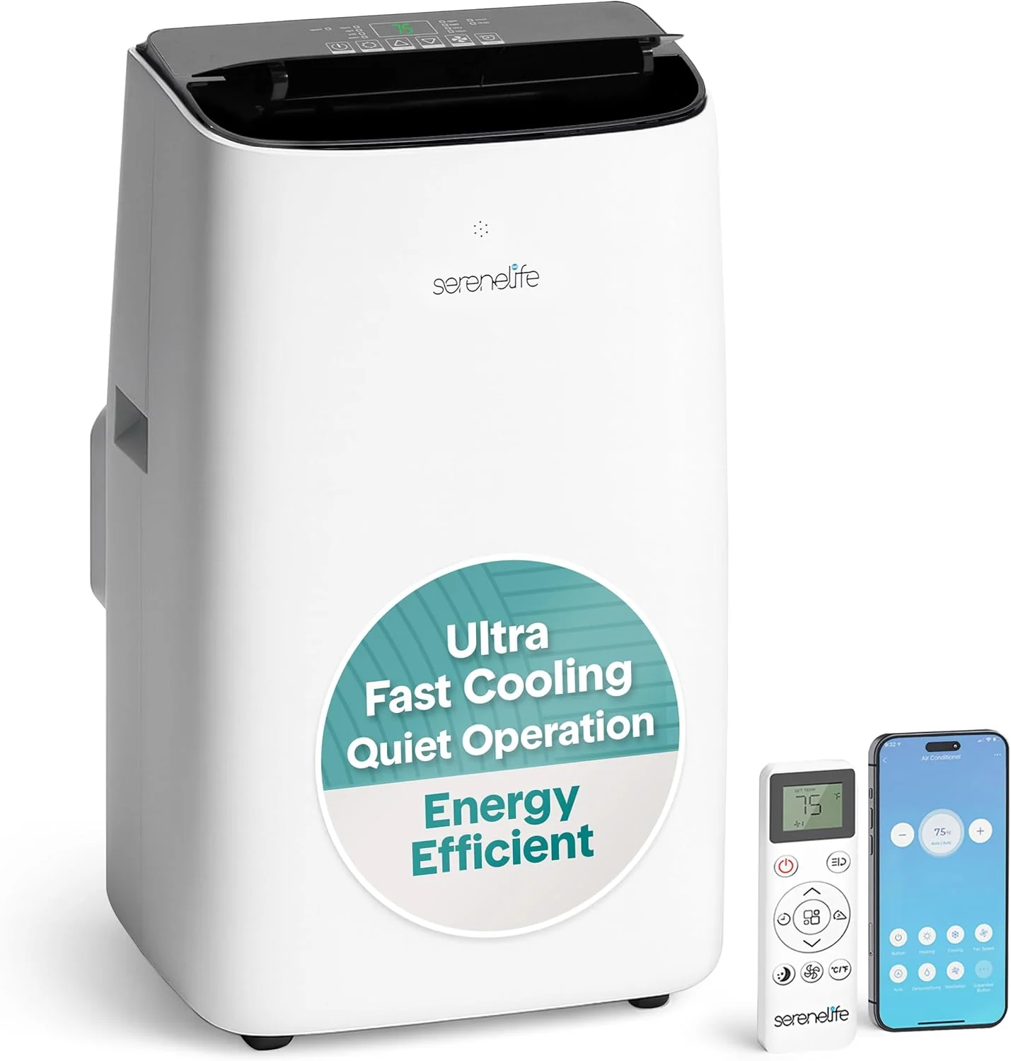 SereneLife 3-in-1 Portable Air Conditioner with Built-in Dehumidifier Function,Fan Mode, Remote Control, Complete Window Mount Exhaust Kit