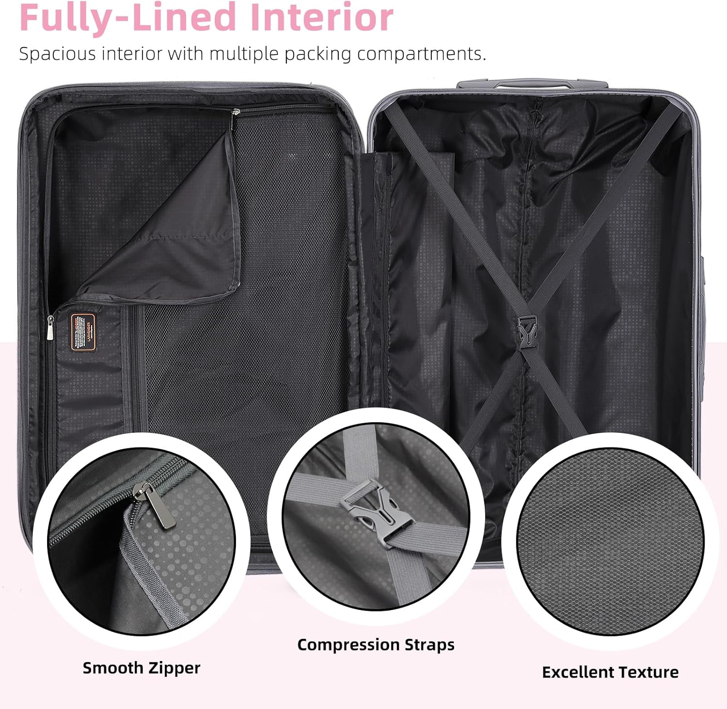 6-piece luggage set, expandable hardshell suitcase set with spinner wheels, lightweight rolling luggage set
