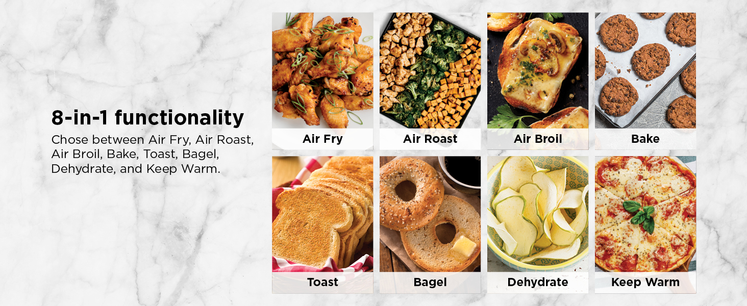 Air Fry Air Roast Air Broil Bake Toast Bagel Dehydrate Keep Warm