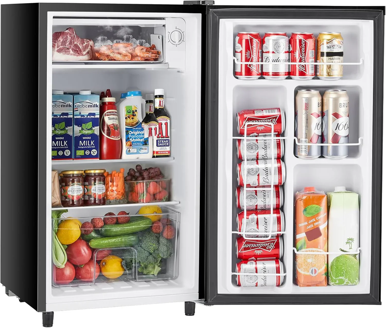 Sweetcrispy 3.2 Cu.Ft Mini Fridge Freezer Small Refrigerator Single Door Adjustable Thermostat
