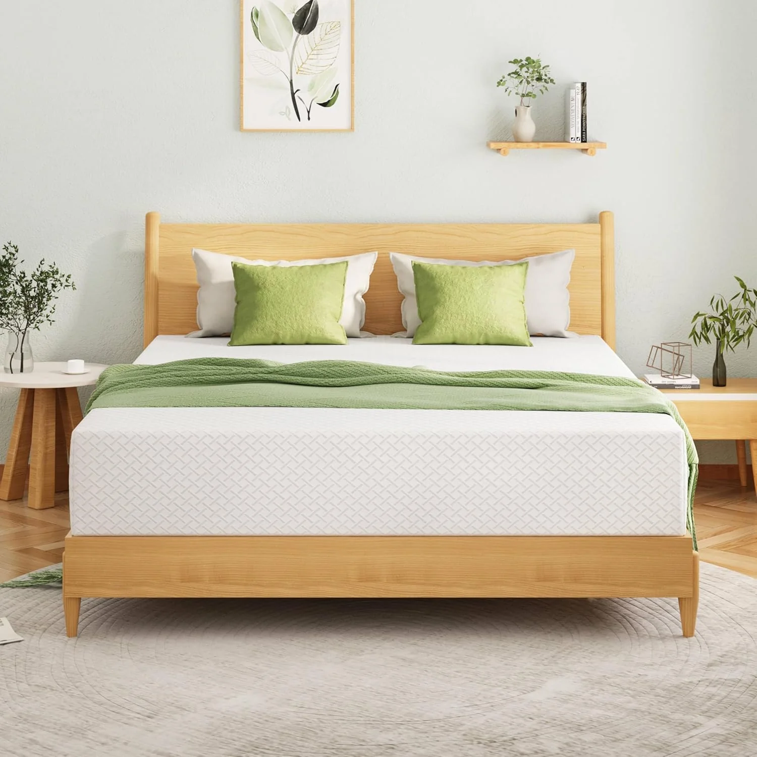 EGOHOME 8 Inch Twin Mattress, Memory Foam Mattress with Cooling Green Tea Gel, Relieve Pressure with Medium Firm Support, CertiPUR-US Certified, 75''L x 38''W, White