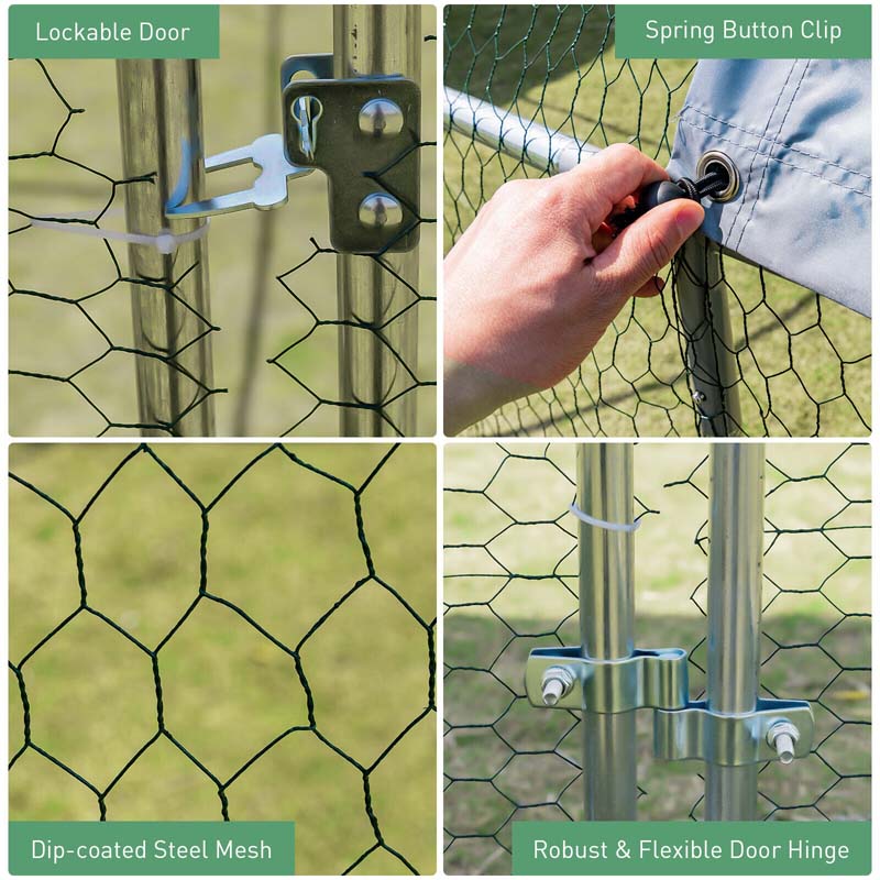 Eletriclife 19 Feet Large Metal Chicken Coop Outdoor Galvanized Dome Cage with Cover