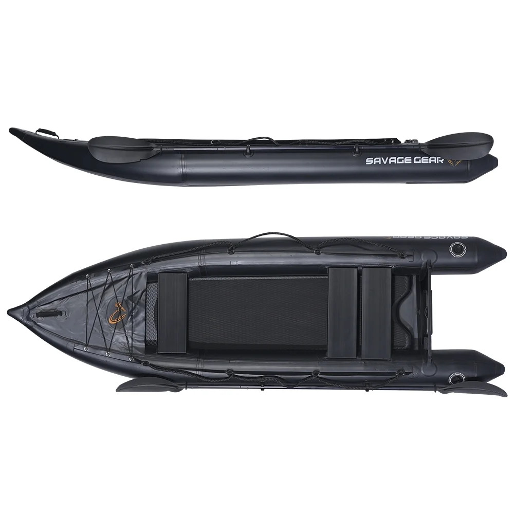 2 Person Inflatable Kayak Fishing PVC Boat – 130” x 43” x 11.8” with Aluminum Alloy Seat, Paddle, Inflatable Mat, Repair Kit, Fin